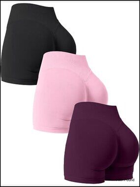 High Waisted Scrunch Butt Lifting Seamless Yoga Shorts 3 Pack